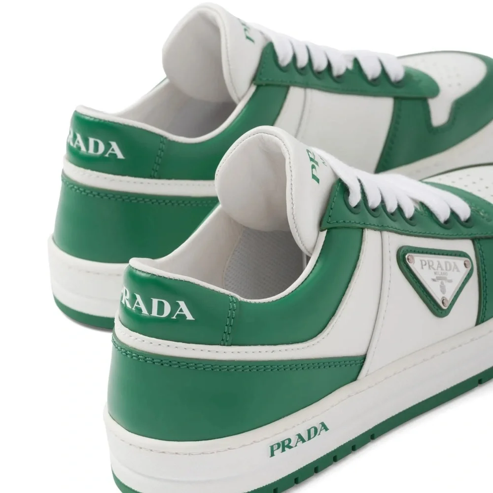 Prada Emerald and White Leather Sneakers - Picture 4 of 6